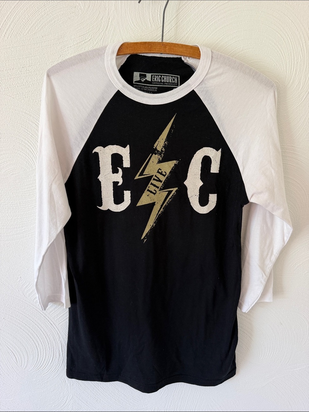 Eric Church Live Baseball Style Concert Tee.  Size Small.